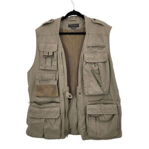 Banana Republic Survival Vest L Khaki Utility Multi-Pocket Outdoor Safari